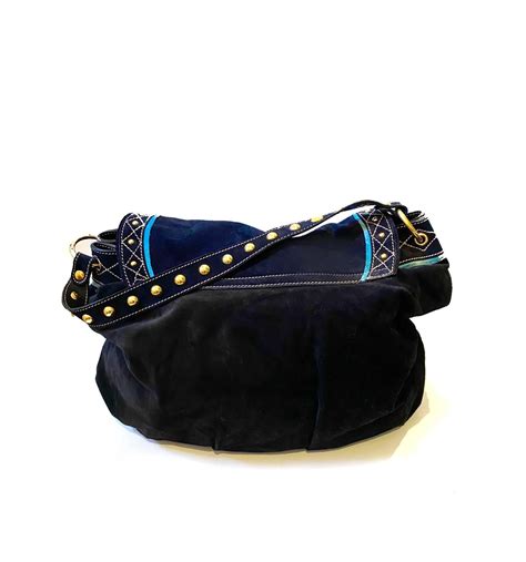 stemma stemma gucci|2000s Gucci Blue Suede Stud Large Shoulder Logo Hobo Bag.